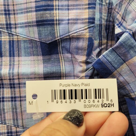 Goodthreads Women's Plaid Washed Button-UpShirt Blue Long Sleeve Size Medium - Picture 10 of 14